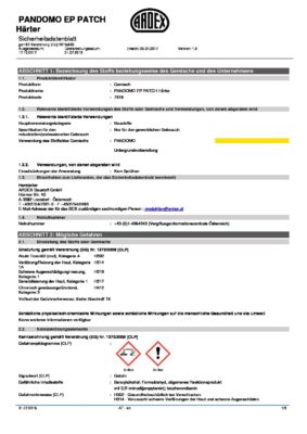 Pandomo <br>EP Patch Sicherheits-datenblatt